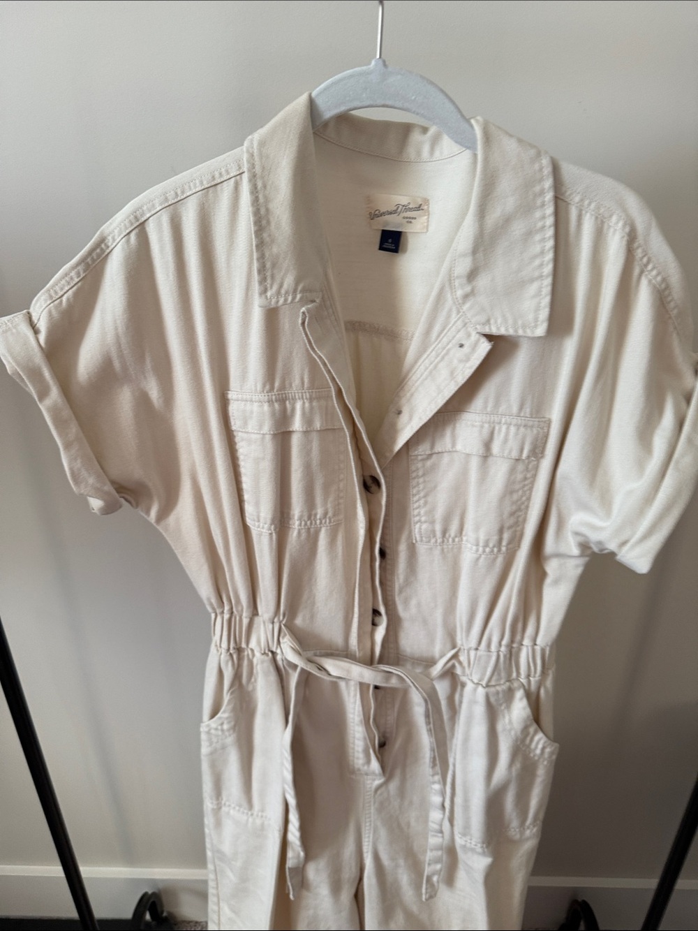 Cream Drawstring Utility Jumpsuit - Picture 3 of 3